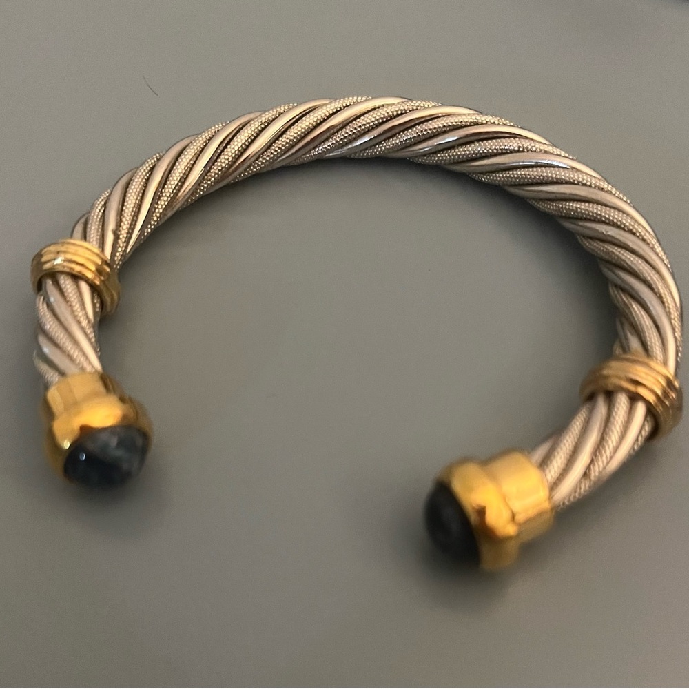 vintage stainless steel cable cuff bracelet